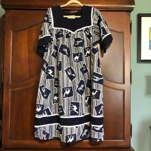 Navy and White Printed Women’s Dress